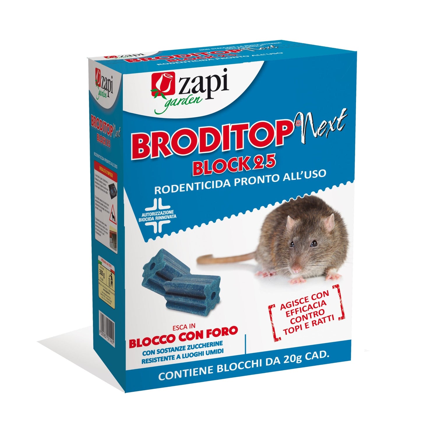 Broditop Next Block 25 gr.300 Esca Rodenticida in Blocco Paraffinato Zapi