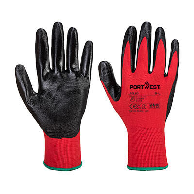 Guanti A310 in Nitrile Flexo Grip Nero/Rosso Portwest