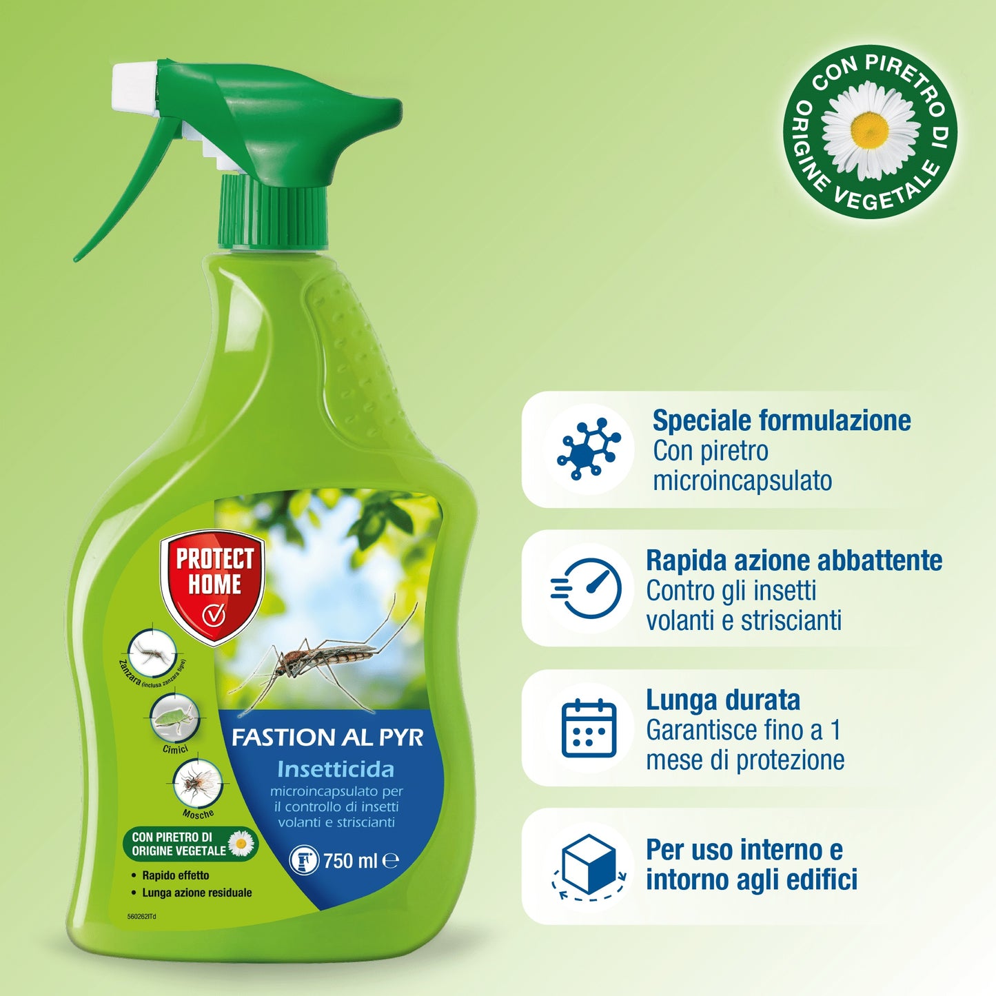 Fastion AL PYR ml 750 Insetticida Microincapsulato per il Controllo di insetti Volanti e Striscianti Spray Pronto Uso SBM