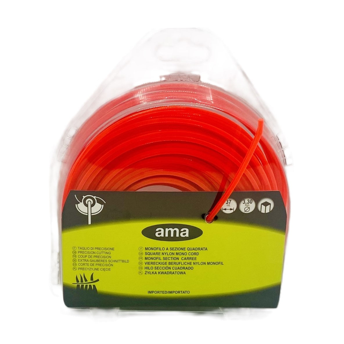 Monofilo A Sezione Quadrata d.3,30 mm. 37 mt. per Decespugliatore Ama