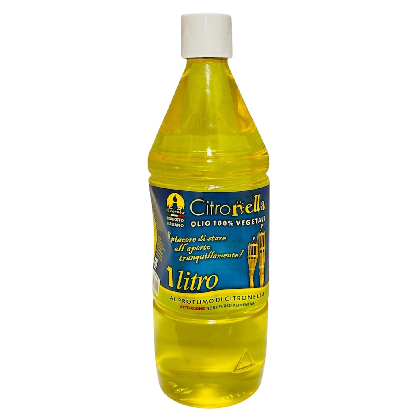Olio 100% Vegetale Al Profumo Di Citronella Lt.1 per Torce Bamboo Lampade Lanterne Il Ceraio