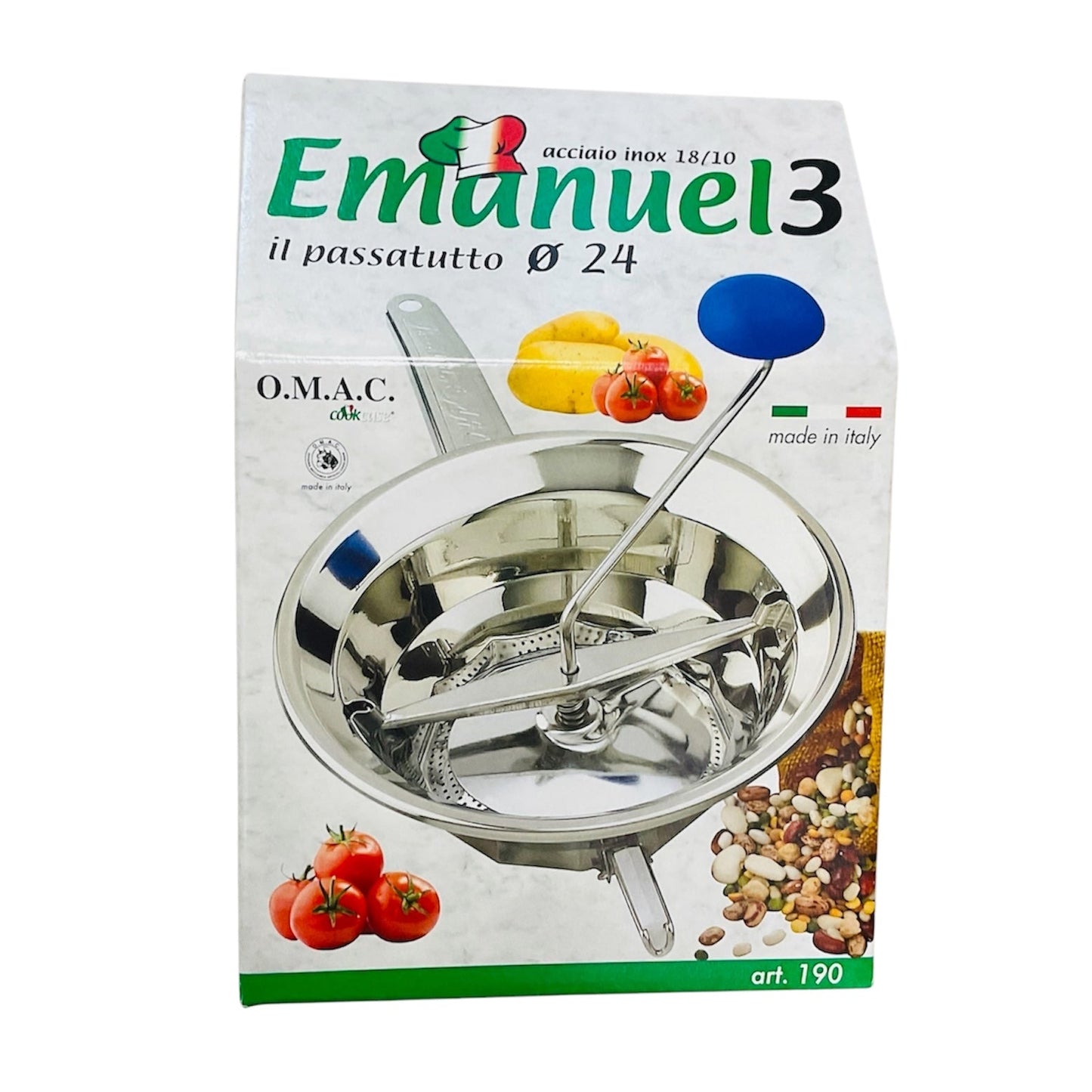 Passatutto Emanuel 3 in Acciaio Inox con 3 Filtri Intercambiabili O.M.A.C.