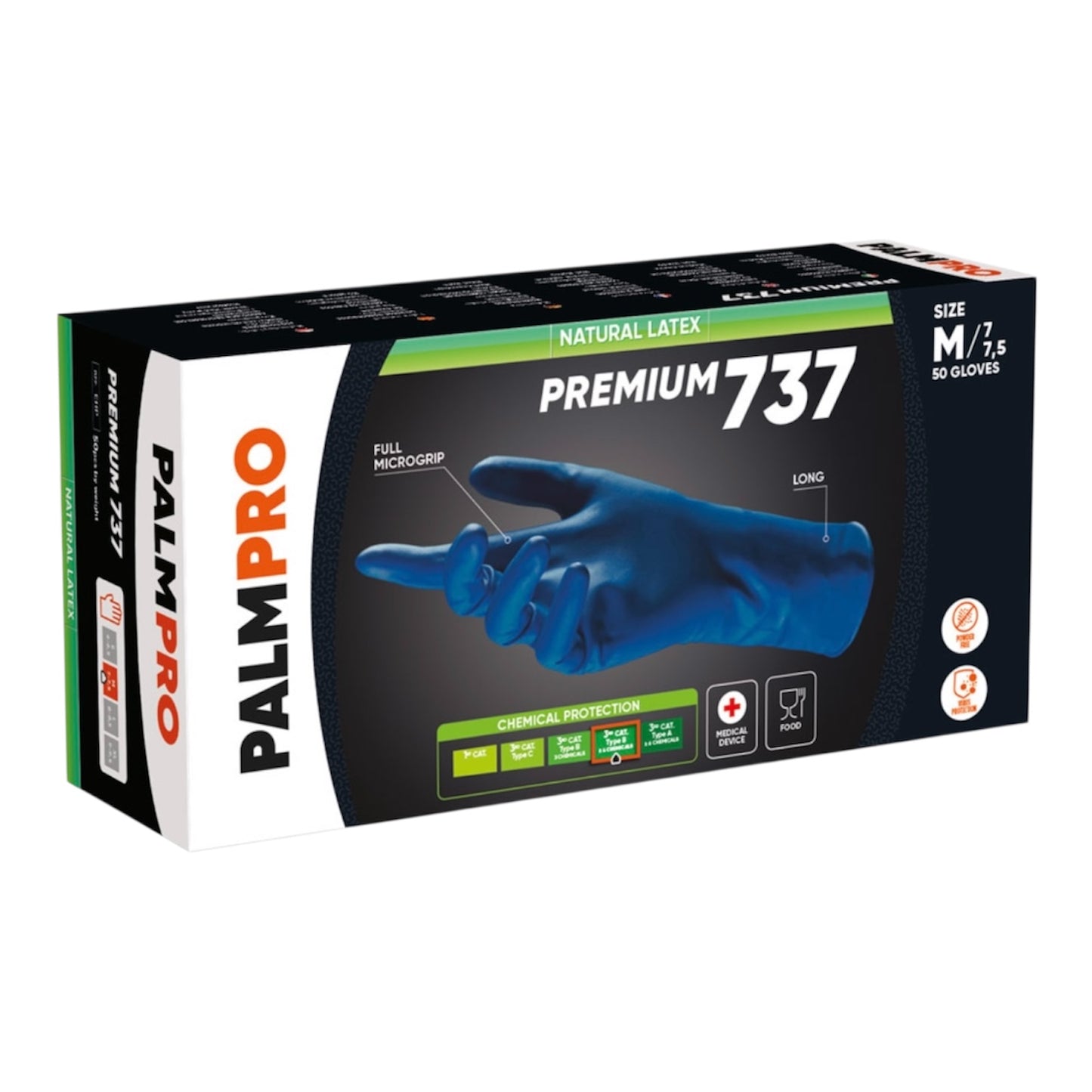 Guanti Monouso Lattice PALMPRO PREMIUM 737 Box 50 pz. Blu IcoGuanti