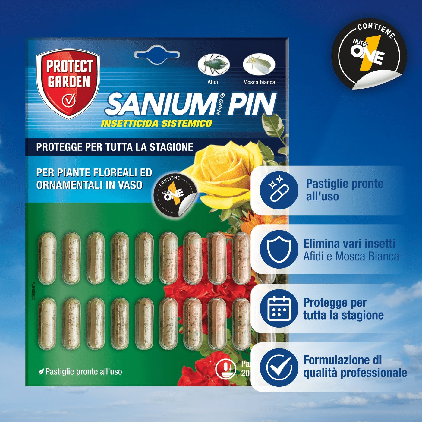 Sanium Pin PFnPO 20 Pastiglie Insetticida Sistemico per la Protezione delle Piante SBM