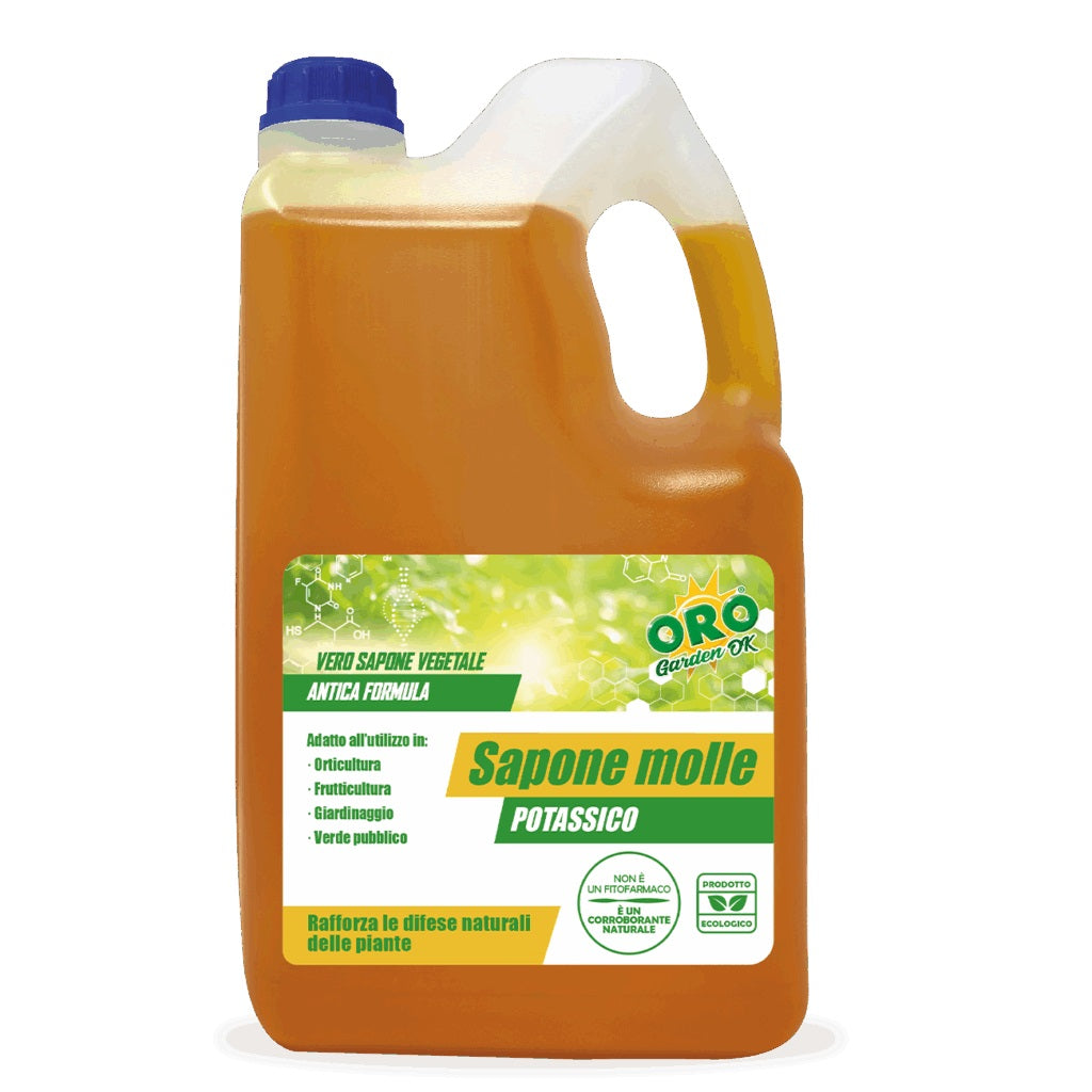 Sapone Molle Potassico Lt.5 Vero Sapone Vegetale per Piante Ornamentali, Orti e Frutteti ORO Garden OK (Copia)