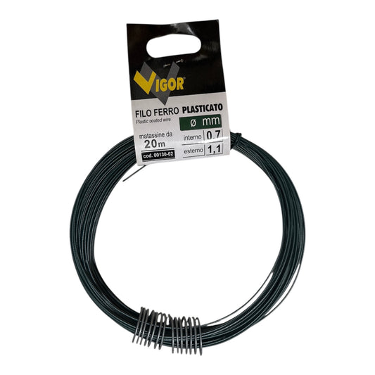 Filo Ferro Plastificato Verde 0,7-1,1 mm 20 mt. Vigor