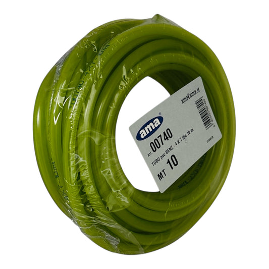 Tubo per Benzina d.4x7 in Gomma Verde Trasparente mt.10 Ama