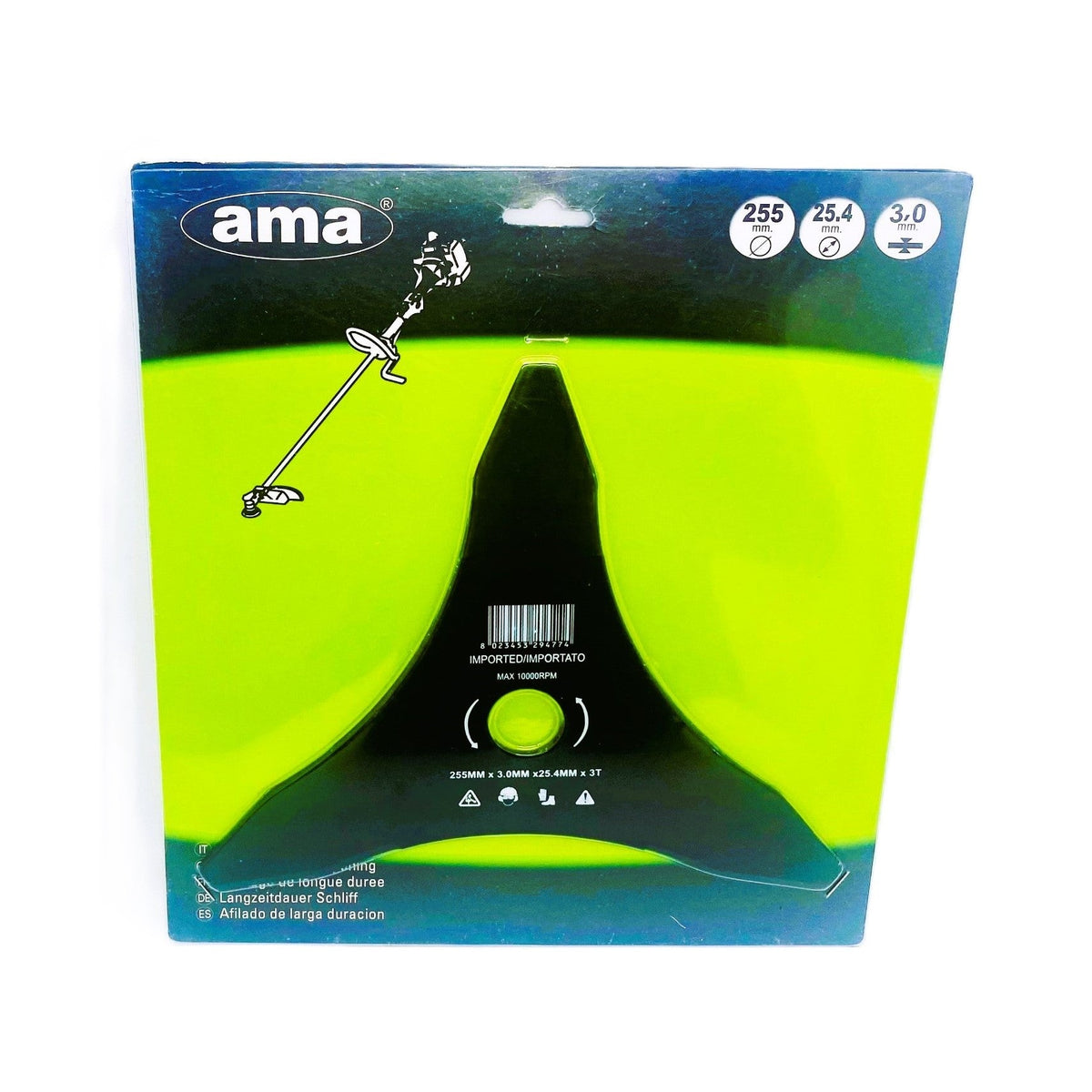 Disco 3 Denti Acciaio d.255x25,4x3 mm per Decespugliatore Ama