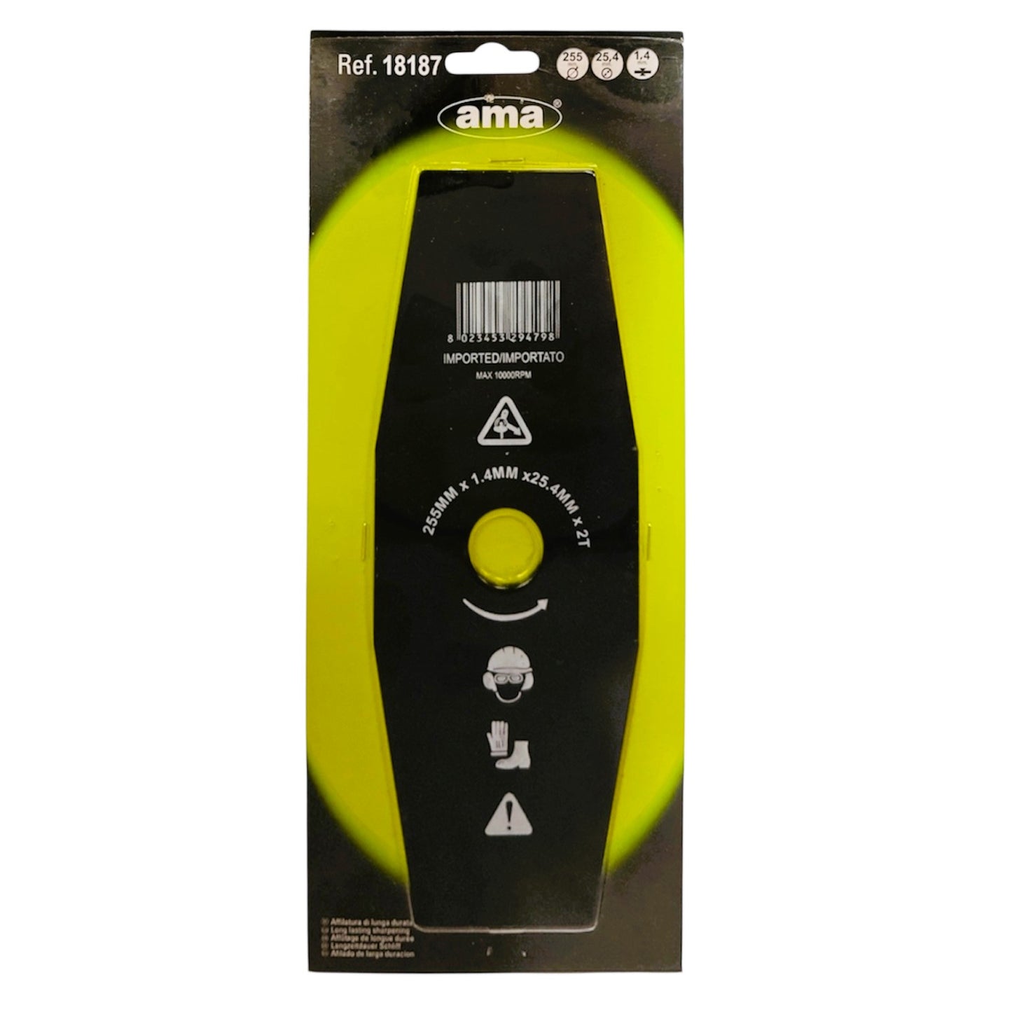 Disco per Erba a 2 Denti Acciaio d.255 mm. 1,4 mm. per Decespugliatore Ama