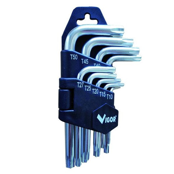 Serie Chiavi A Brugola Torx Cromo Vanadio T10-T50 9 Pezzi Vigor