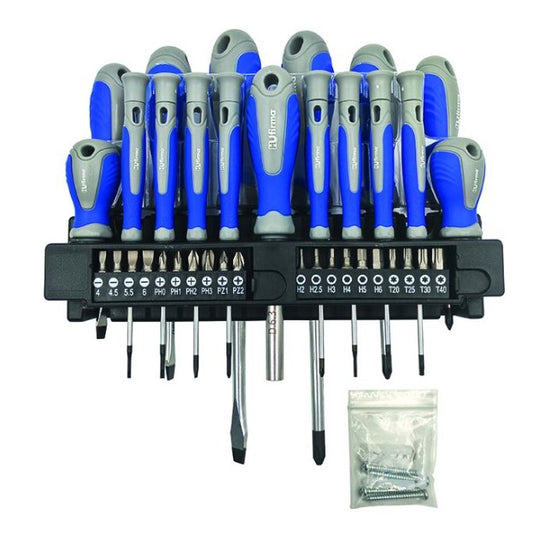 Serie Cacciaviti e Inserti per Avvitatori Cromo-Vanadio Set 37 Pezzi Hufirma
