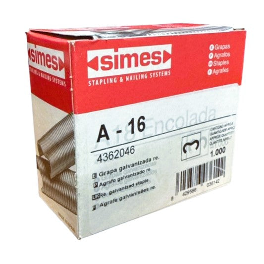 Punti Graffette ad Anello Zincate A16 cf.1000 pz. per Pinza mod.1200 Simes