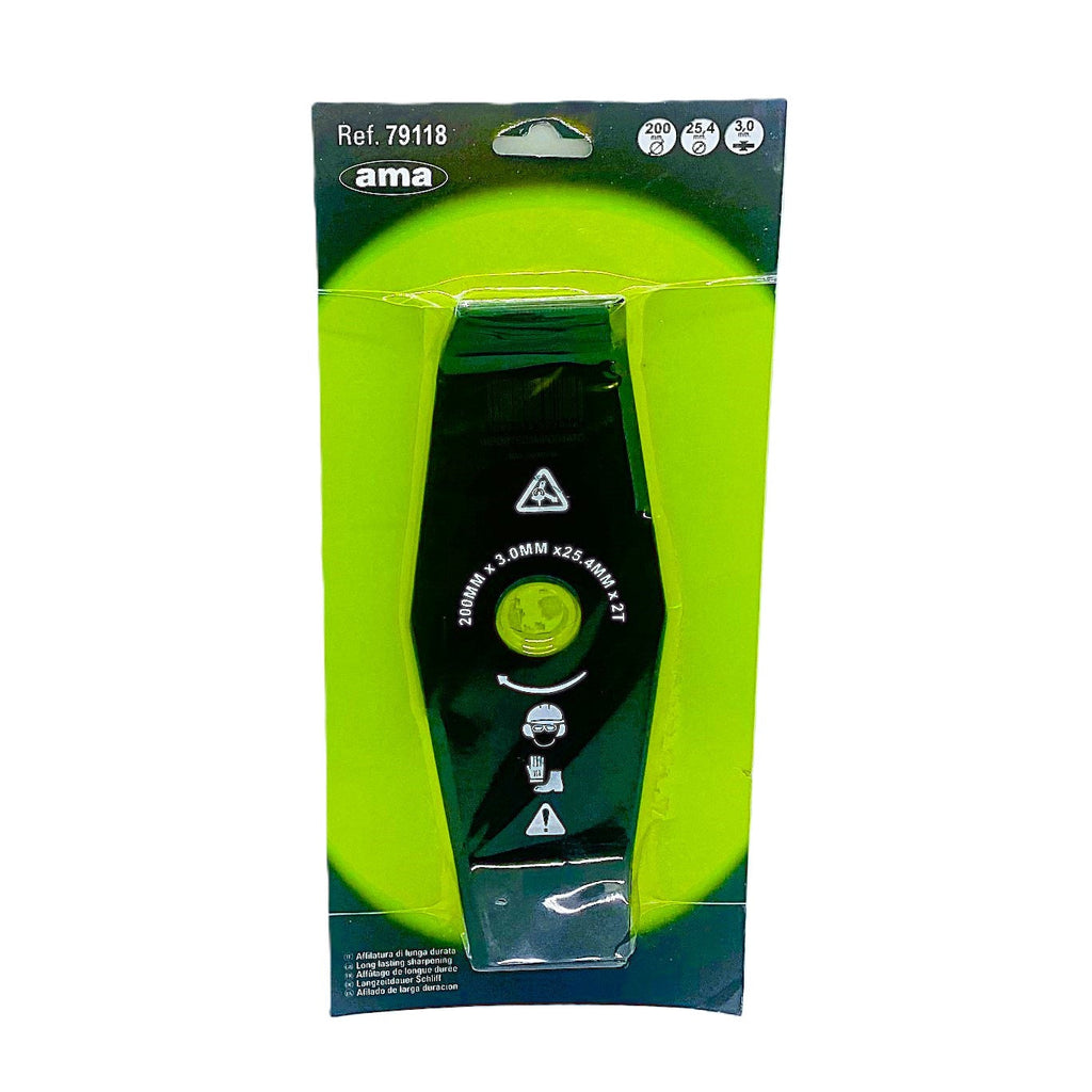 Disco Mulching per Erba A 2 Denti d.200 mm.3  mm.25,4 per Decespugliatore Ama
