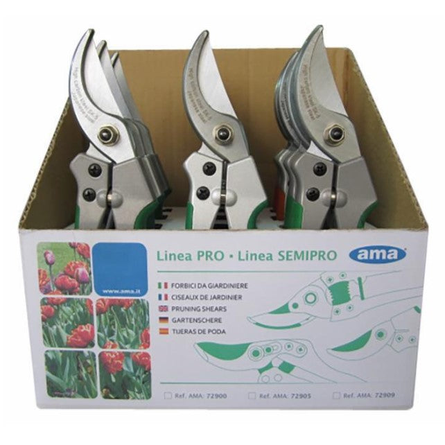 DisplayBox 12 Forbici da Potatura 205 mm 72900 Lama in Acciaio e Manici in Alluminio Ama
