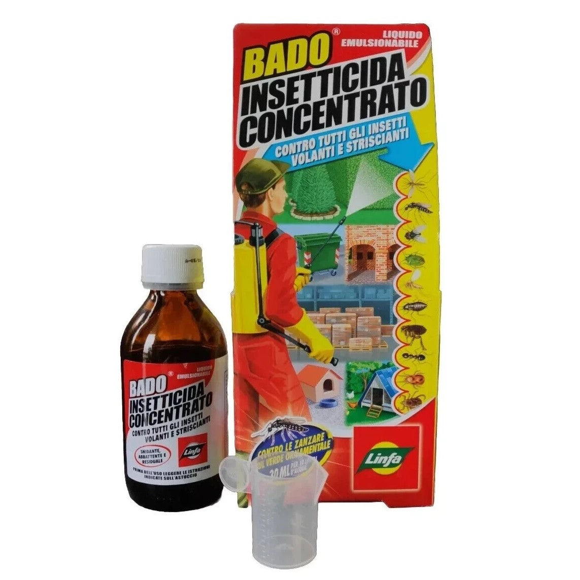 Bado Insetticida Concentrato ml 100 Contro Tutti gli Insetti Volanti e Striscianti Linfa