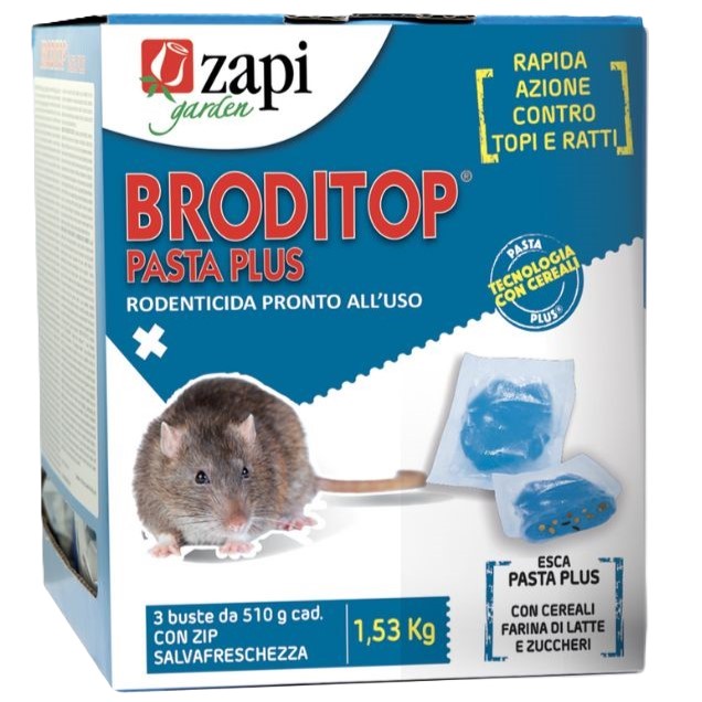 Broditop Pasta Plus Kg.1,53 Esca Rodenticida in Pasta Pronto All'Uso Zapi