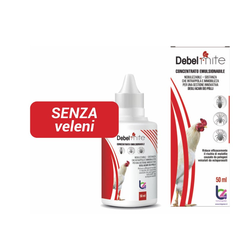 Debel Mite ml.50 Dergall Concentrato Emulsionabile Intrappola e Immobilizza gli Acari dei Polli B4 Green