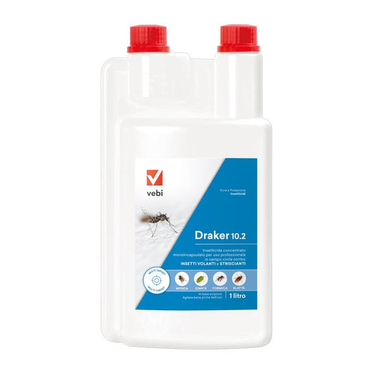Draker 10.2 lt.1 Insetticida Concentrato per Ambienti Interni ed Esterni Vebi