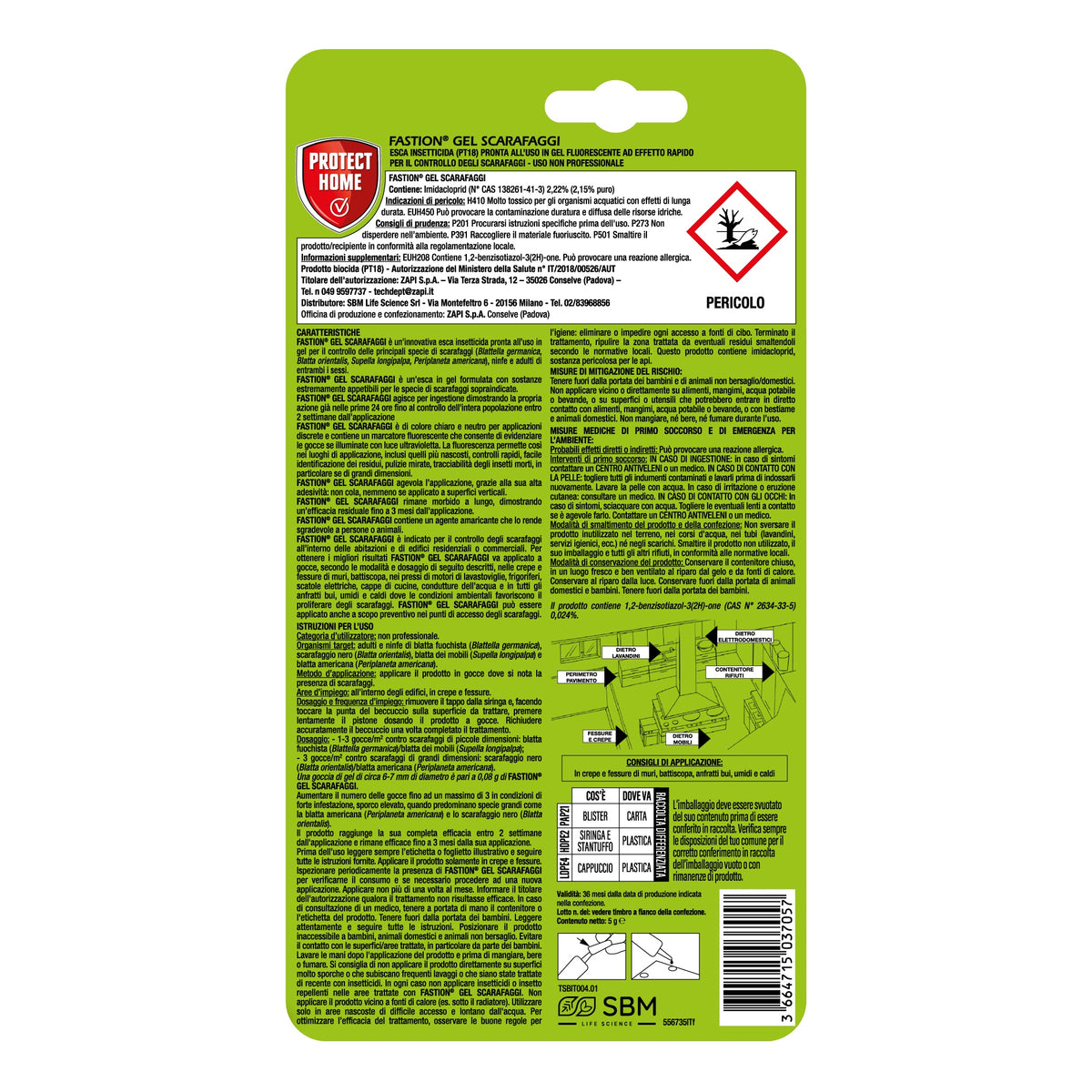 Fastion Gel Scarafaggi gr.5 Insetticida in Esca Gel Contro Gli Scarafaggi SBM (Copia)