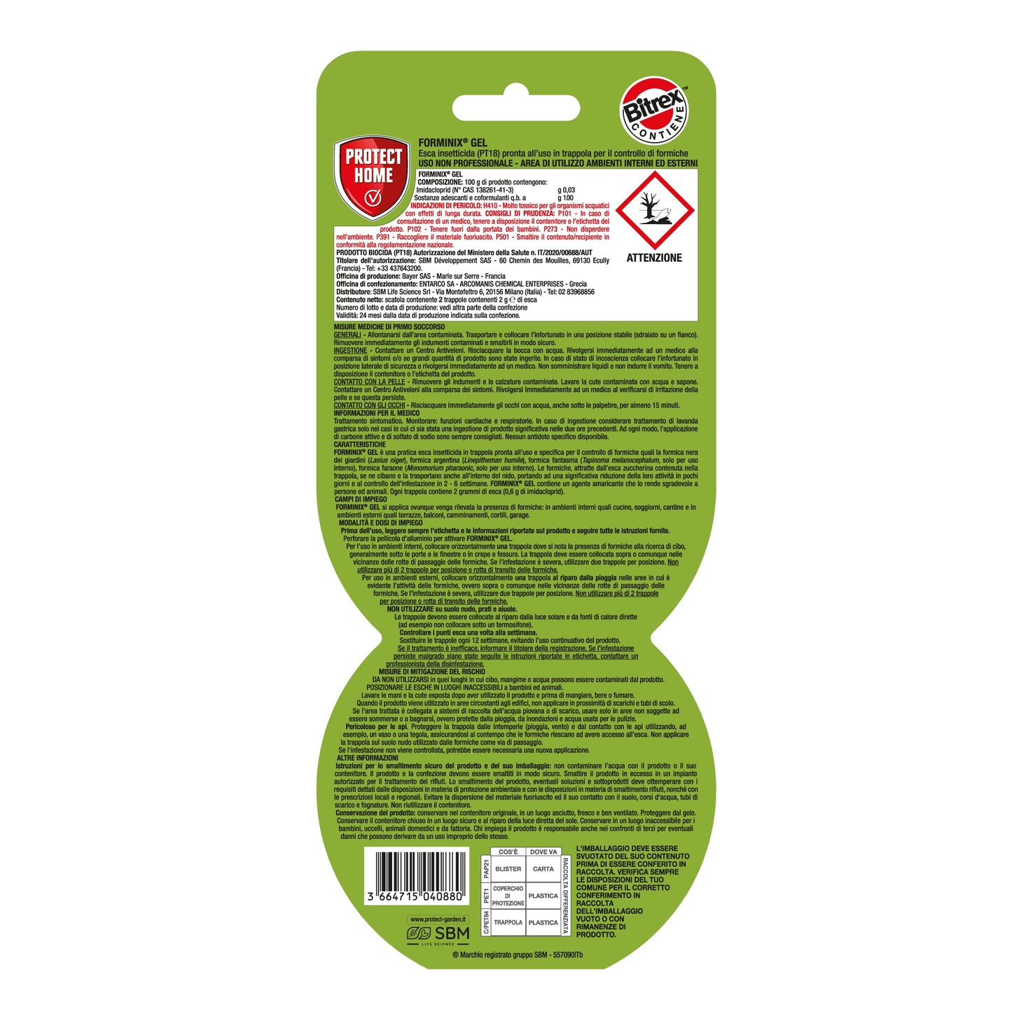 Forminix Gel Box Blu 2 Trappole Insetticida Esca Formiche SBM
