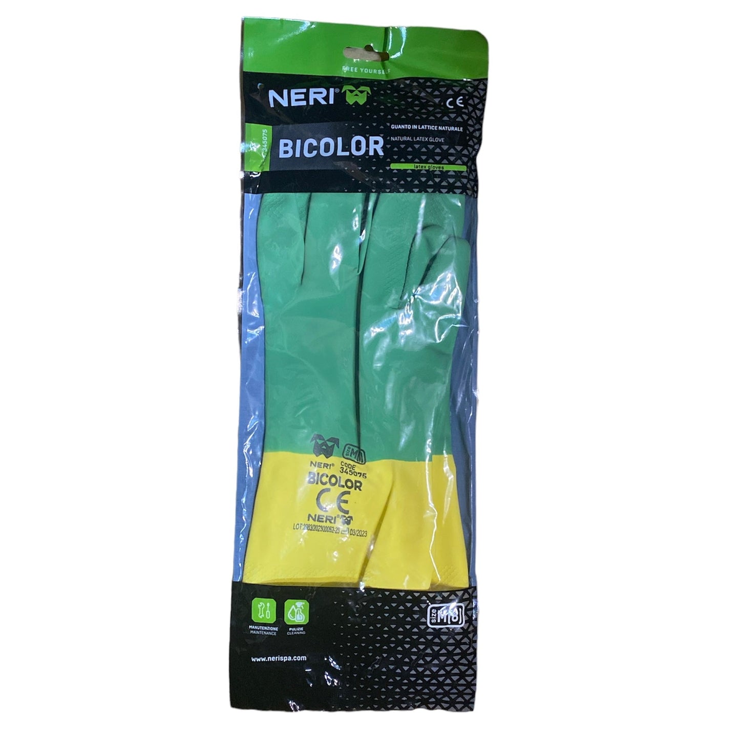 Guanti Bicolor In Lattice Naturale Neri Safety