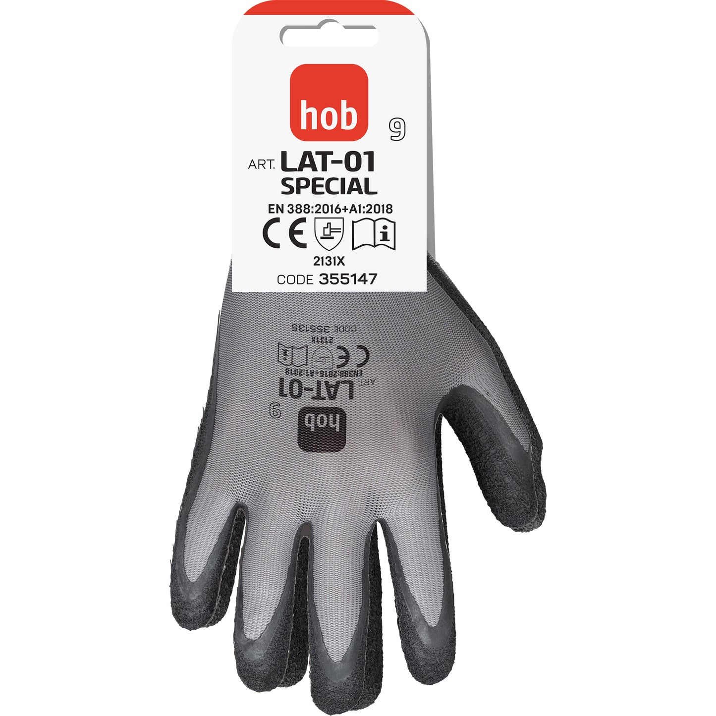 Guanti LAT-01 HOB SPECIAL a Filo Continuo 100% Poliestere/Lattice Neri Safety