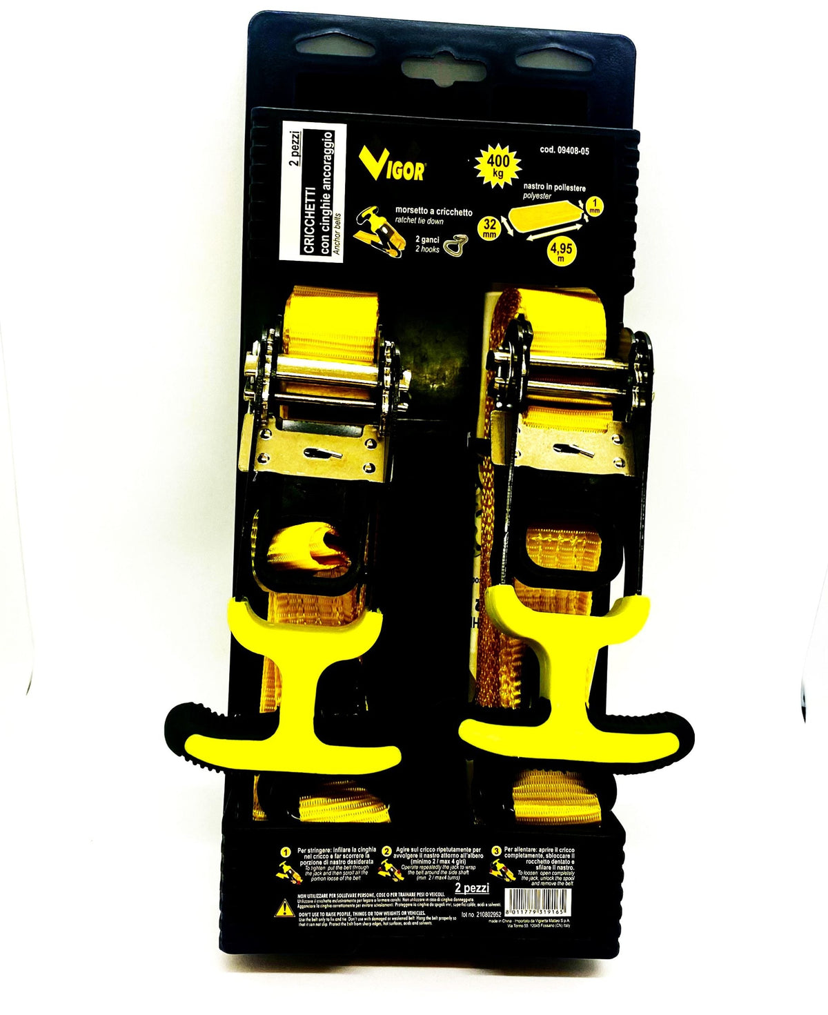Cricchetti Con Cinghie Ancoraggio 5 mt. cf.2 pz. Vigor