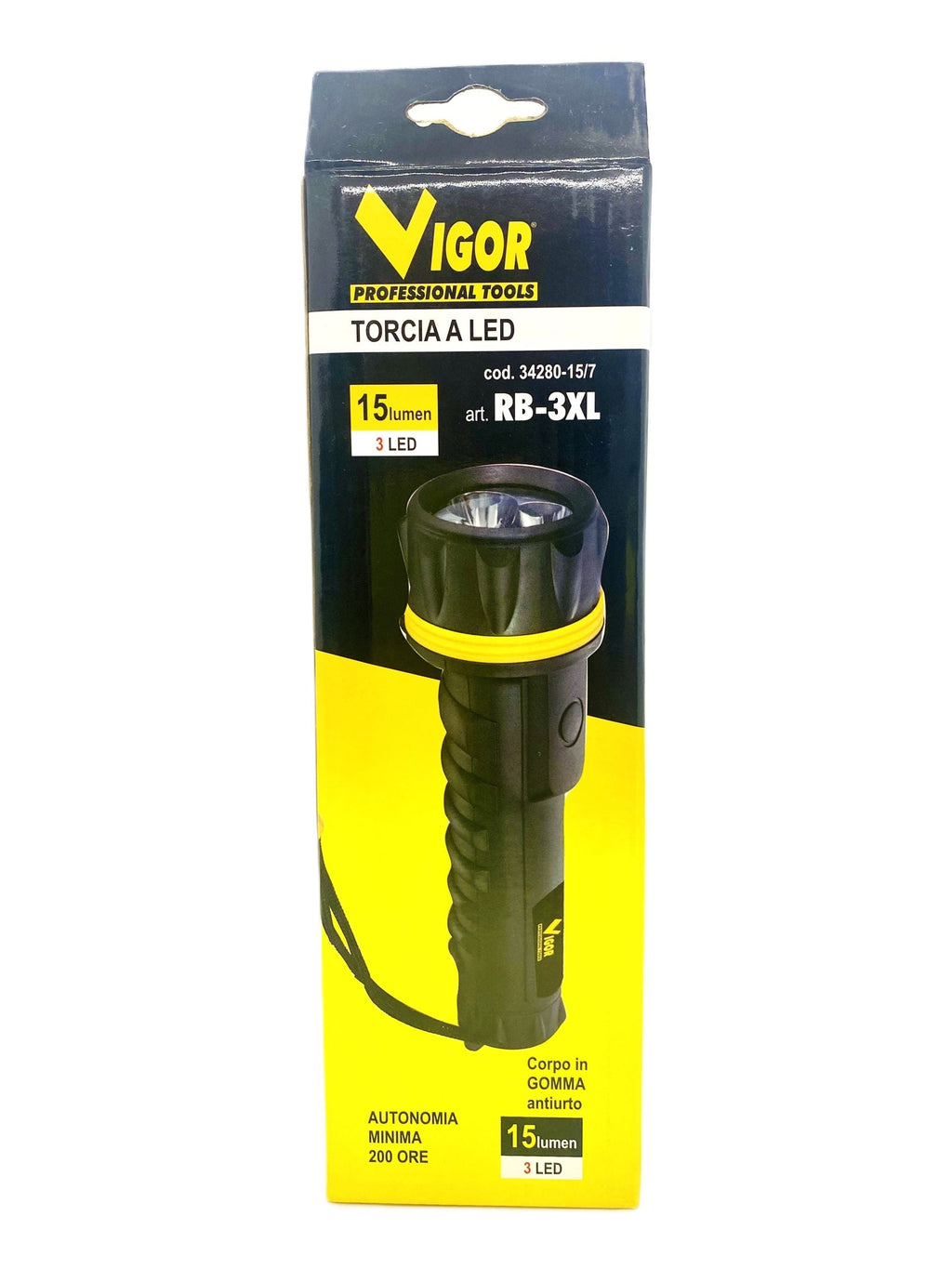 Torcia A Led Rb-3XL Corpo in Gomma Antiurto Vigor