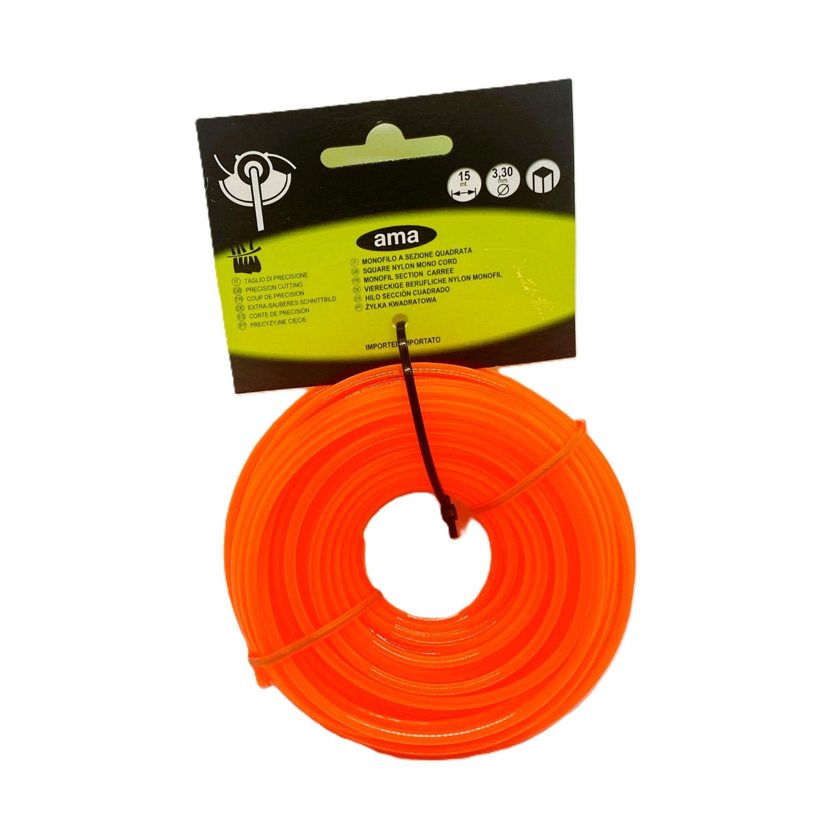 Monofilo a Sezione Quadrata 4P d.3,30 mm. 15 mt. per Decespugliatore Filo Nylon Ama