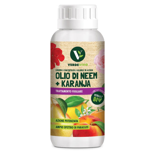 Olio di Neem + Karanja EC ml 500 100% Naturale Concentrato VerdeVivo Kollant