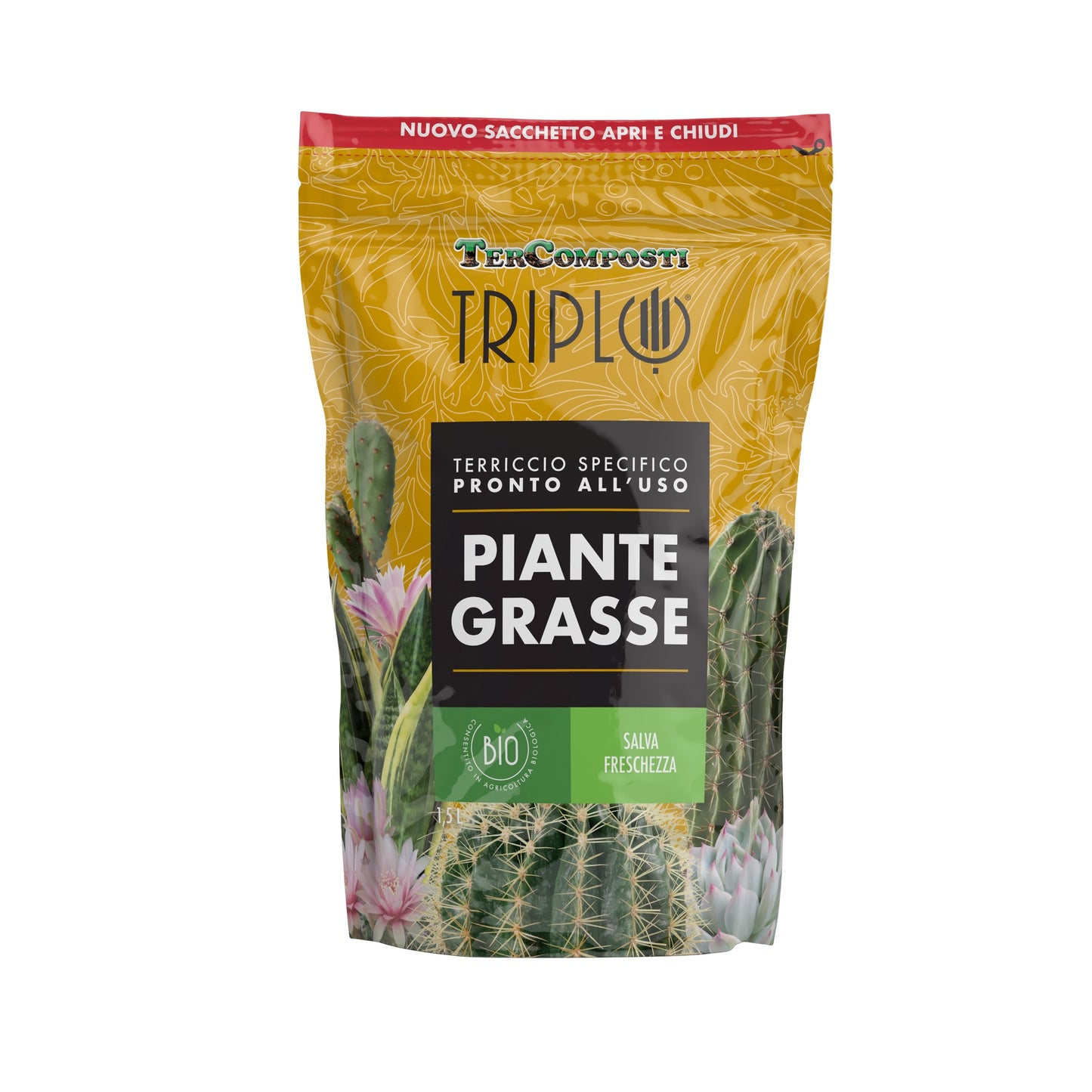 Piante Grasse Lt 1,5 Terriccio Bio Specifico per Cactacee e Succulente TerComposti Triplo