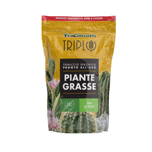 Piante Grasse Lt 1,5 Terriccio Bio Specifico per Cactacee e Succulente TerComposti Triplo
