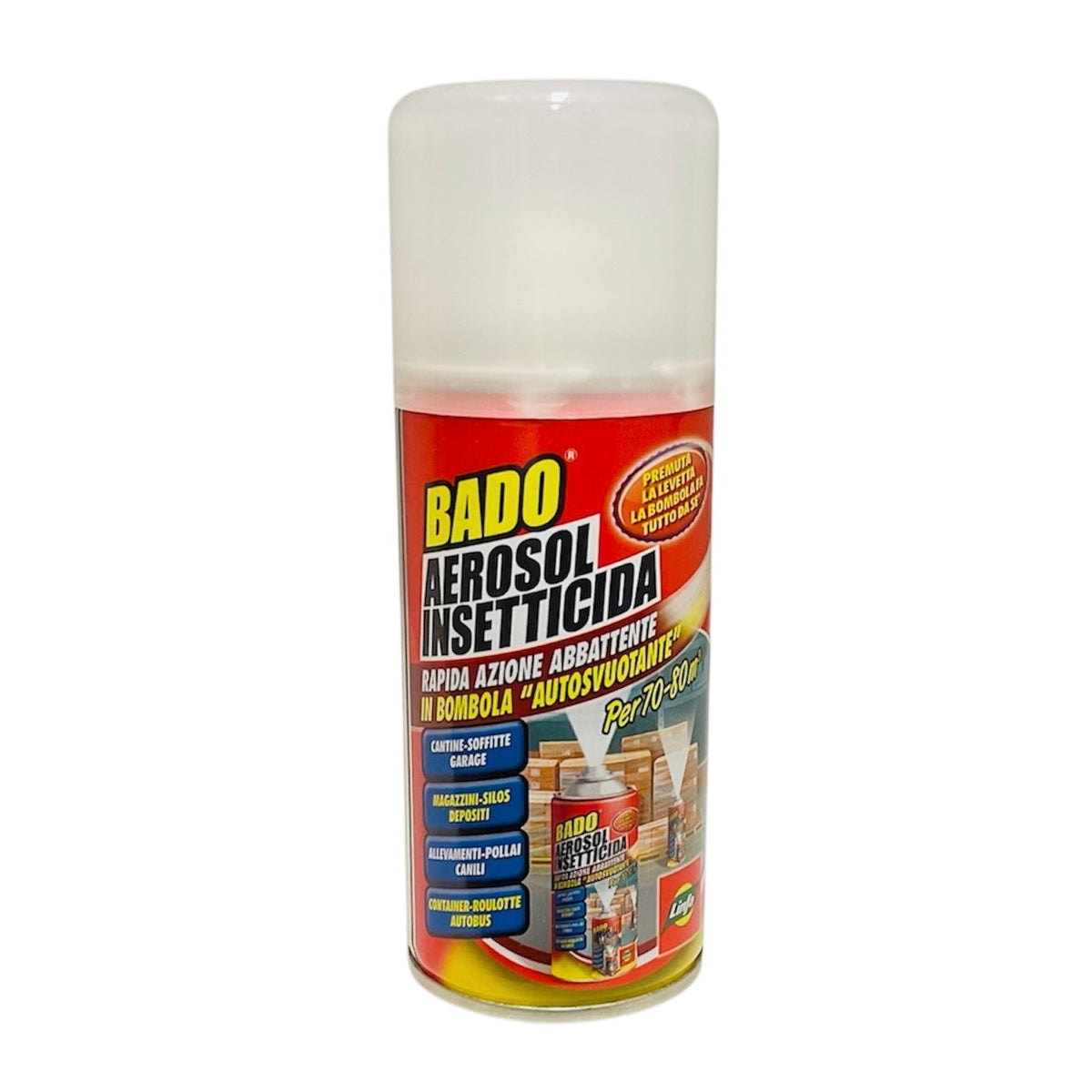 Bado Aerosol Insetticida ml.150 Rapida Azione Abbattente in Bombola “Autosvuotante” Linfa