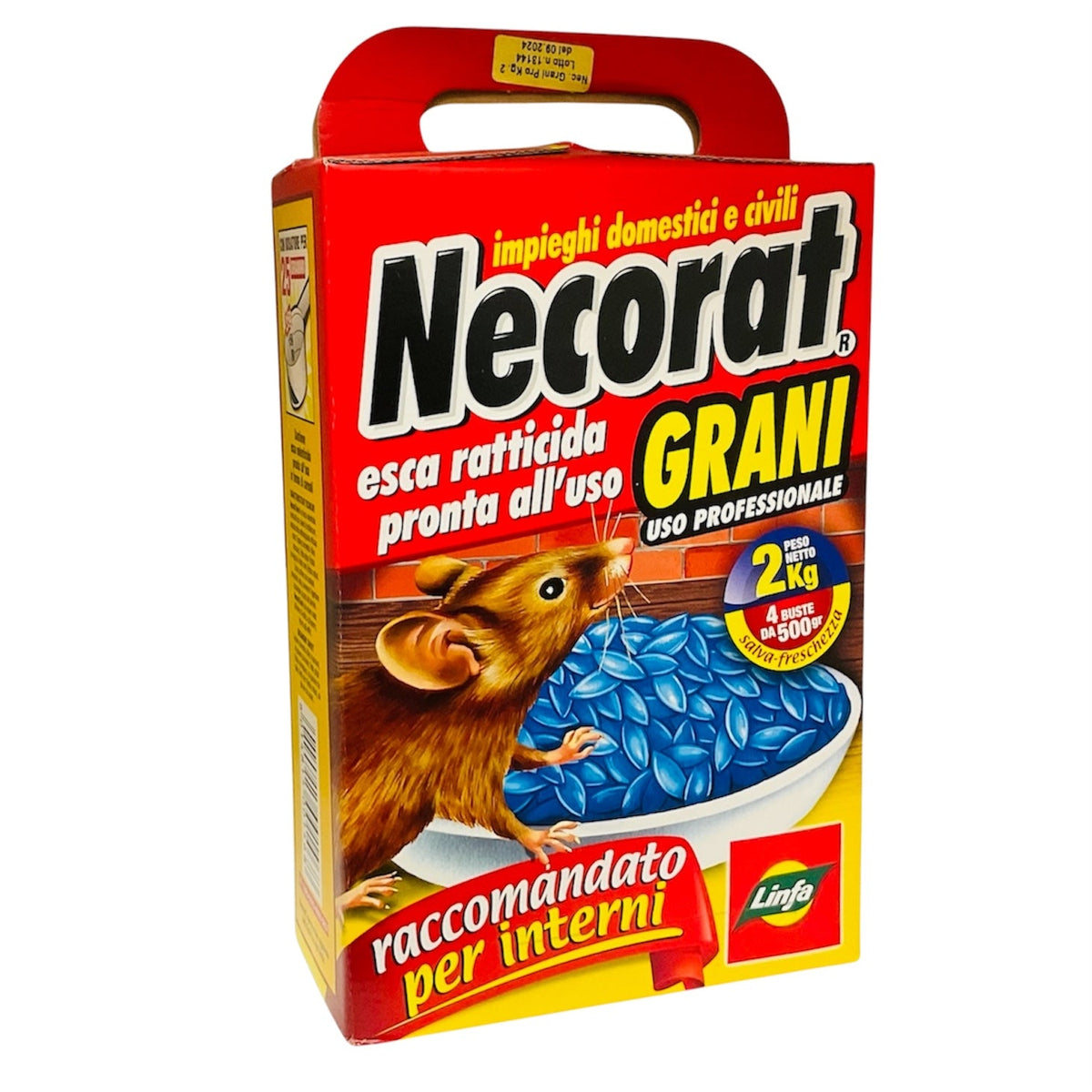 Necorat Grani Uso Professionale Kg.2 Esca Ratticida Pronta All’Uso Linfa