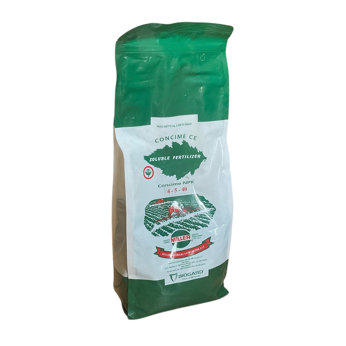 Nutri Leaf 4-5-40 Kg 2,268 Miller Concime NPK Biogard