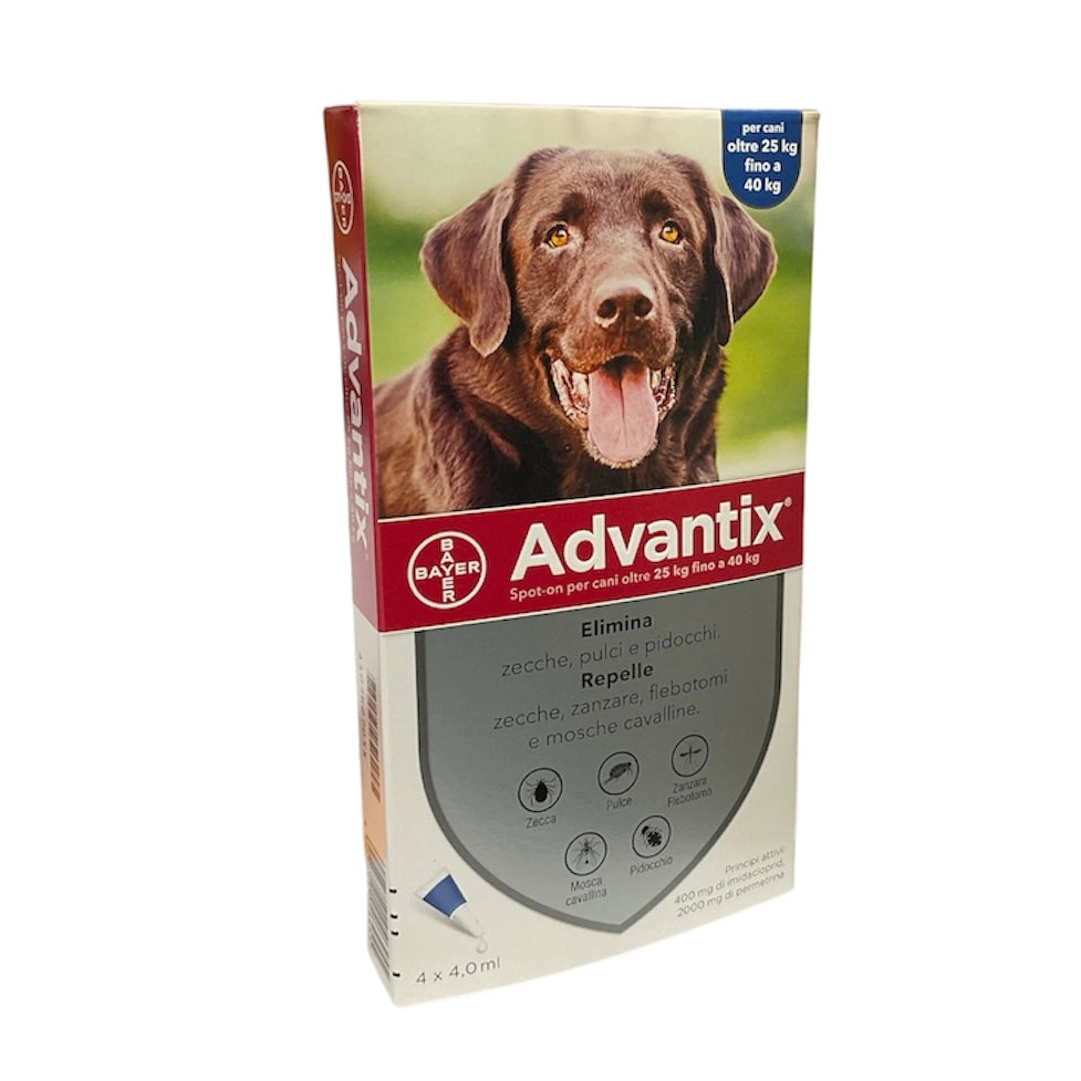 Advantix Spot-On Per Cani Oltre 25 Kg. Fino A 40 Kg. Elanco cf.4 Pipette