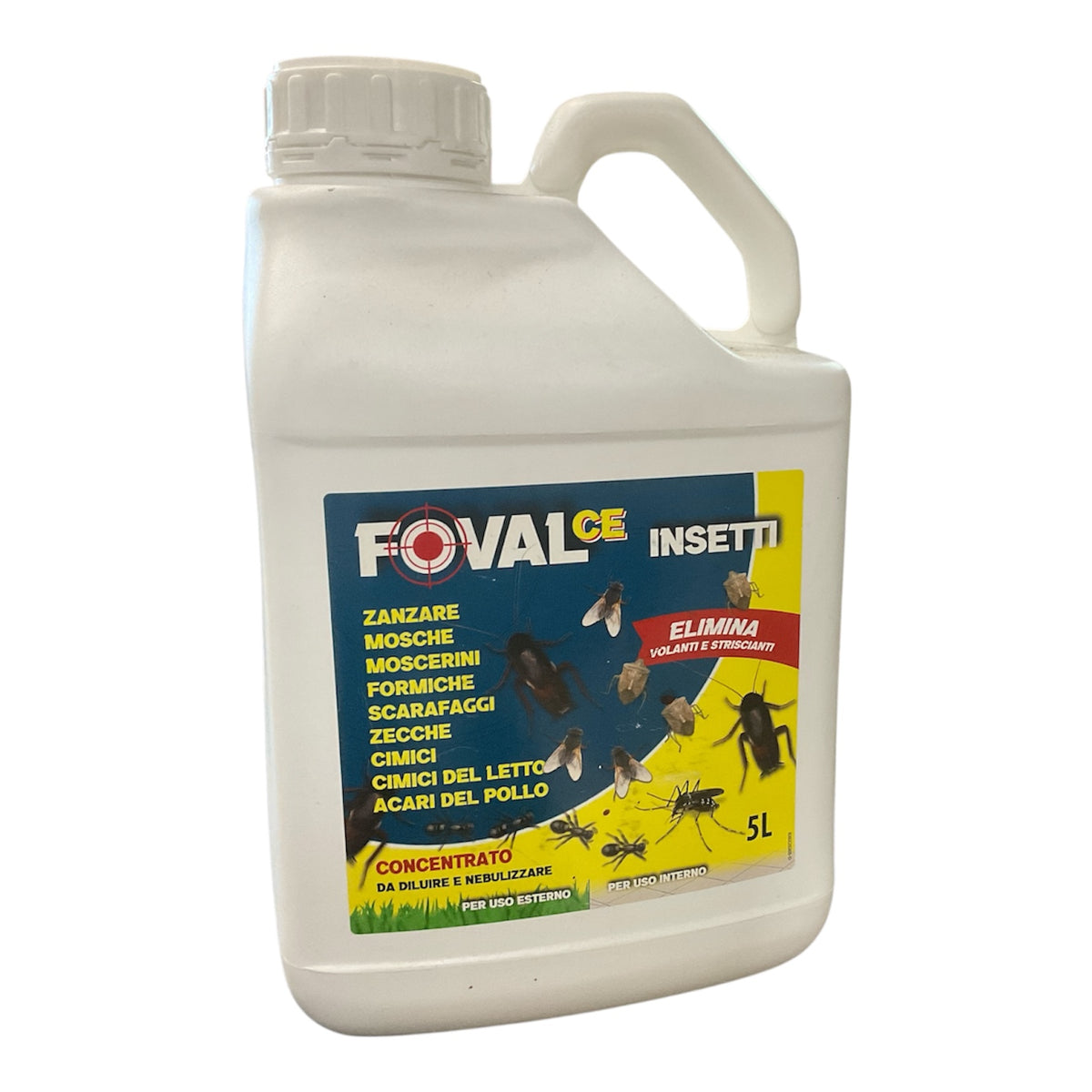 Foval CE Lt 5 Insetticida Azione Abbattente e Immediata Elimina Insetti Volanti e Striscianti Adama