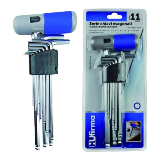 Serie Chiavi Esagonali Acciaio Cromo-Vanadio Set 11 Pezzi HUfirma