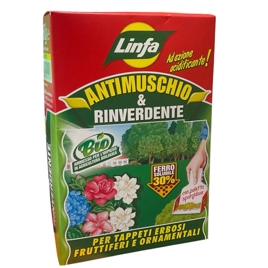 Antimuschio & Rinverdente Kg.1,5 per Tappeti Erbosi Fruttiferi e Ornamentali Linfa
