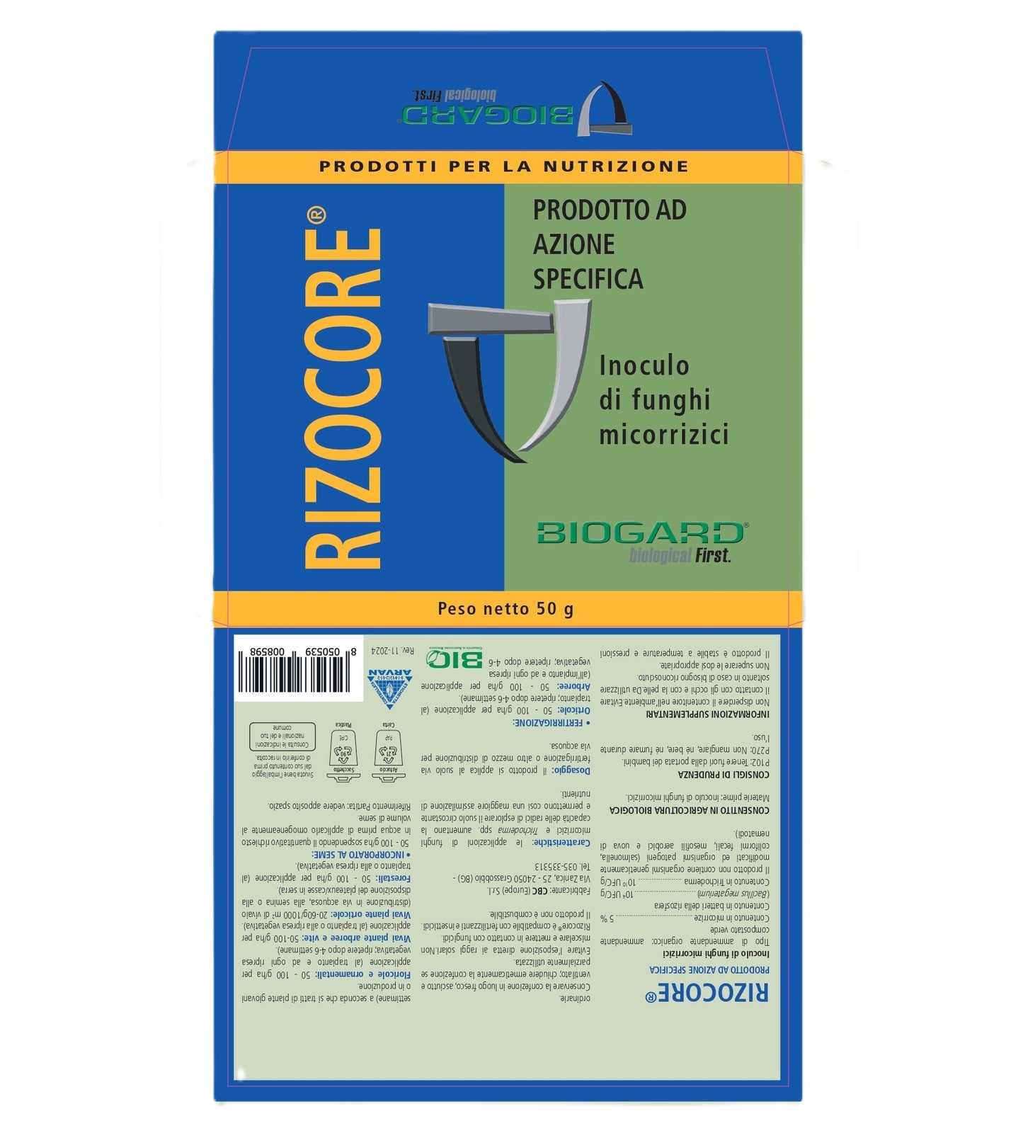 Rizocore g 50 Inoculo di Funghi Micorrizici Biogard