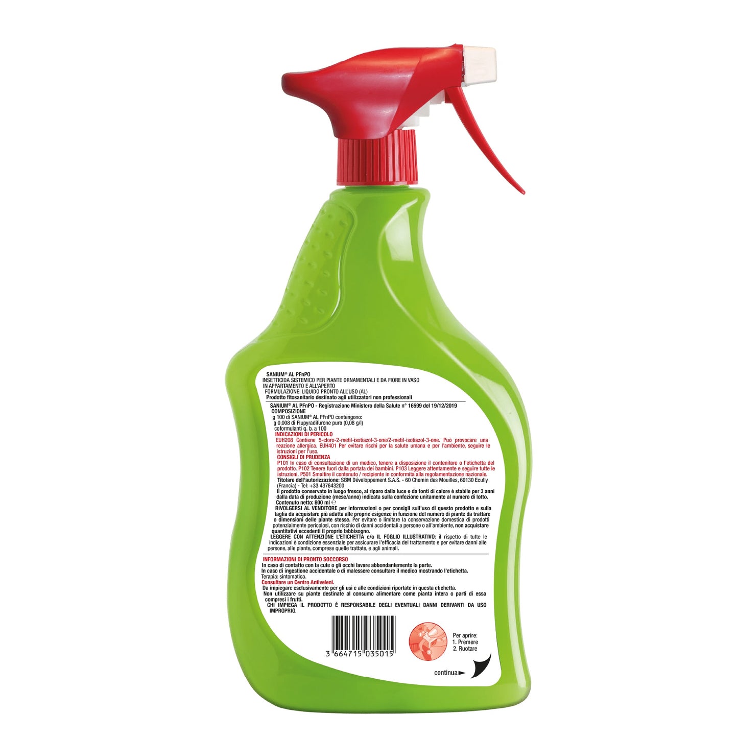 Sanium AL PFnPO ml 800 Insetticida Sistemico Spray Pronto Uso SBM