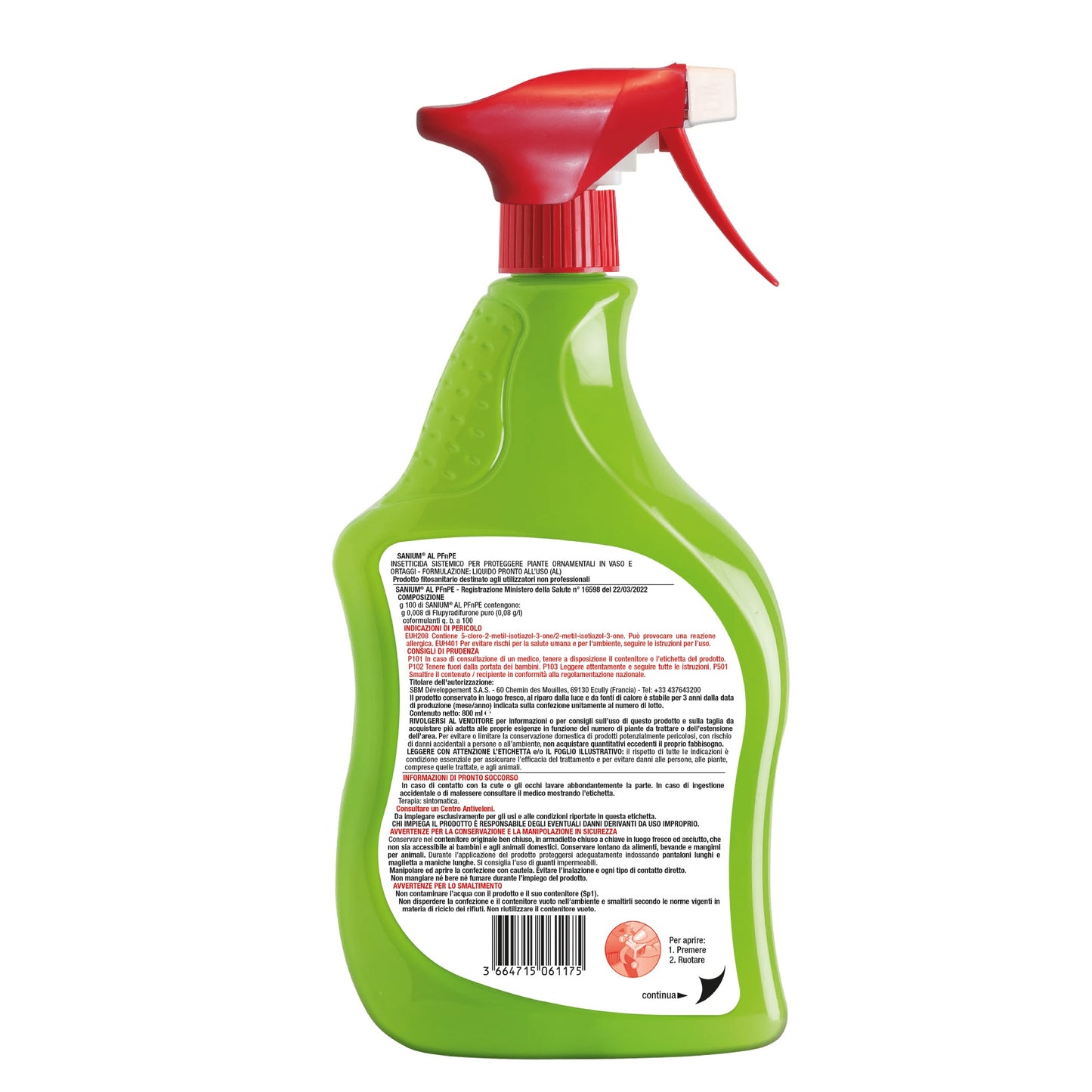 Sanium Anticocciniglia AL PFnPO ml 800 Insetticida Sistemico Anticocciniglia Spray Pronto Uso SBM