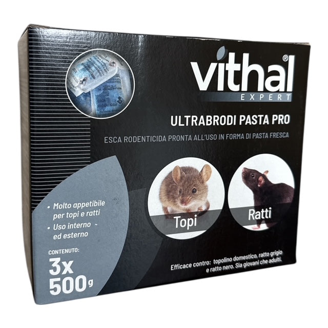 Ultrabrodi Pasta Pro Kg.1,5 Esca Rodenticida Pronta All'Uso Vithal Expert