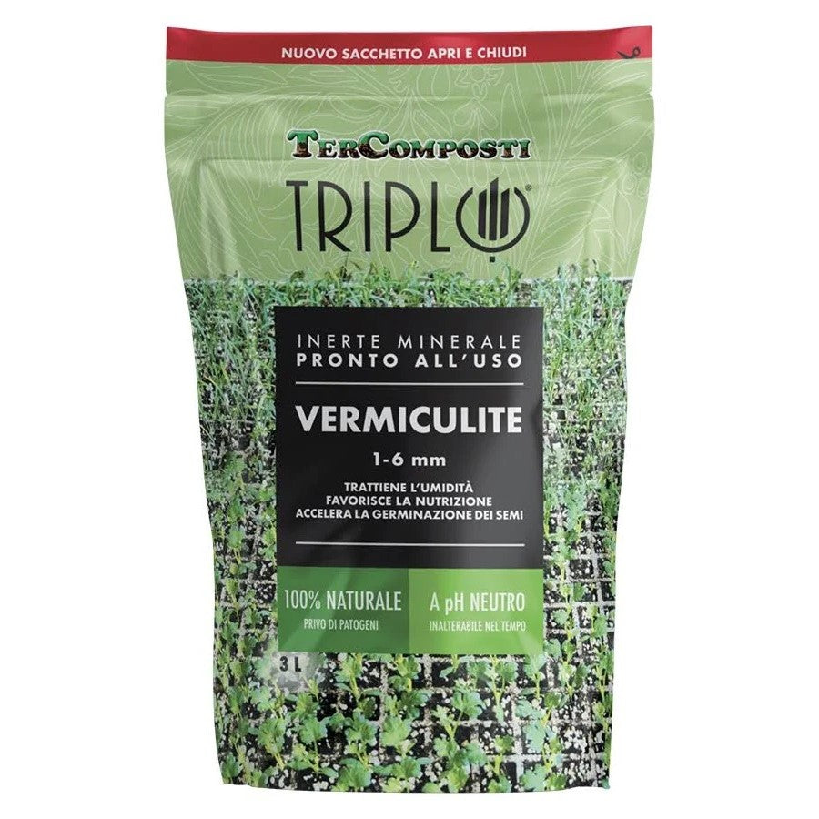Vermiculite 1-6 mm Lt 3 Inerte Minerale Bio Pronto All'Uso TerComposti Triplo