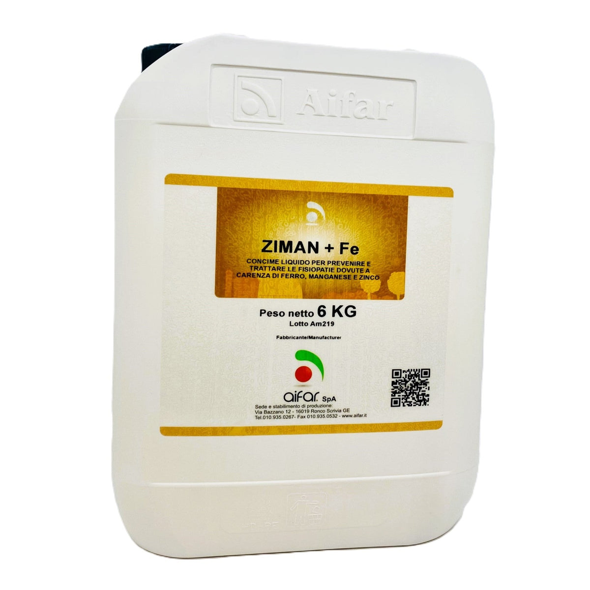 Ziman+Fe Kg 6 Concime Liquido Previene e Tratta le Fisiopatie Dovute a Carenza di Ferro Manganese e Zinco Aifar